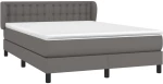 vidaXL Κρεβάτι Boxspring με Στρώμα Γκρι 140x200εκ. από Συνθετικό Δέρμα