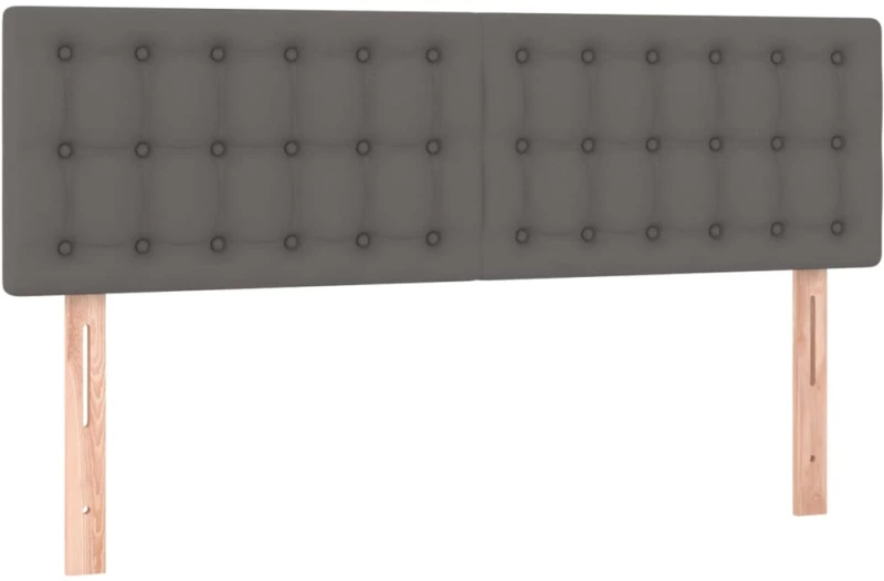 vidaXL Κρεβάτι Boxspring με Στρώμα Γκρι 140x200εκ. από Συνθετικό Δέρμα