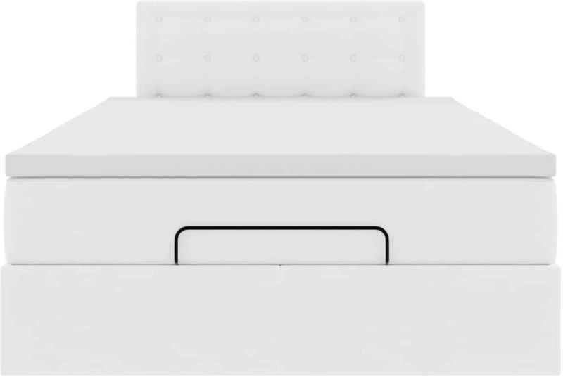 vidaXL Οθωμανικό κρεβάτι με στρώματα & LEDs Καθαρό λευκό Faux Leather