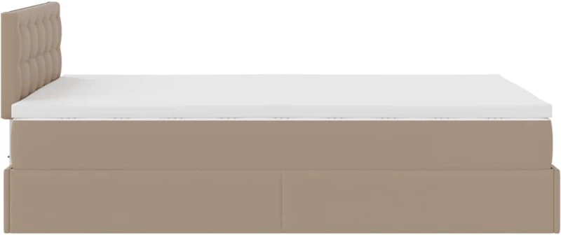 vidaXL Οθωμανικό κρεβάτι με στρώματα & LEDs Cappuccino Faux Leather