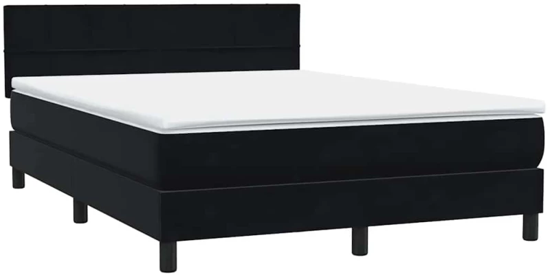 vidaXL Κρεβάτι Boxspring με Στρώμα Μαύρο 160x210 εκ. Βελούδινο