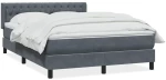 vidaXL Κρεβάτι Boxspring με Στρώμα Σκούρο Γκρι 140x210 εκ. Βελούδινο