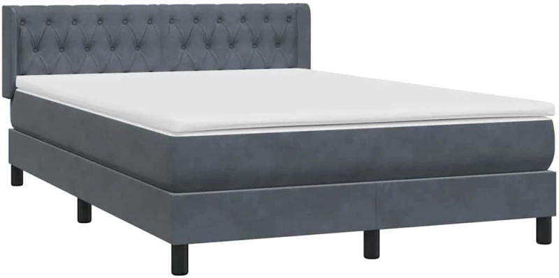 vidaXL Κρεβάτι Boxspring με Στρώμα Σκούρο Γκρι 140x210 εκ. Βελούδινο