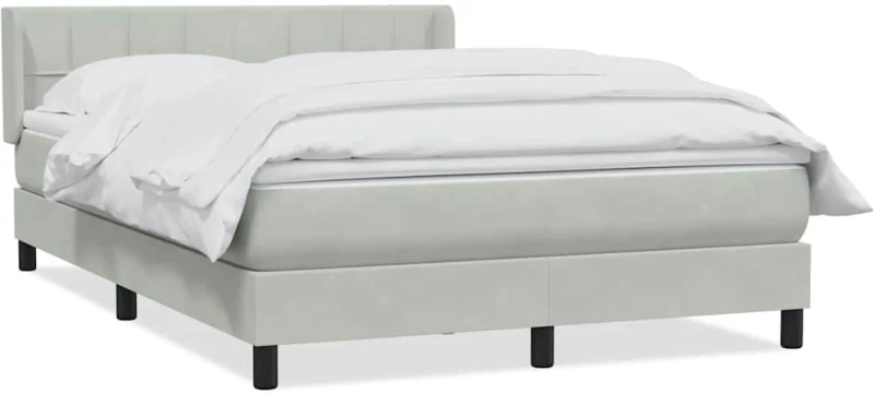 vidaXL Κρεβάτι Boxspring με Στρώμα Ανοιχτό Γκρι 160x210 εκ. Βελούδινο