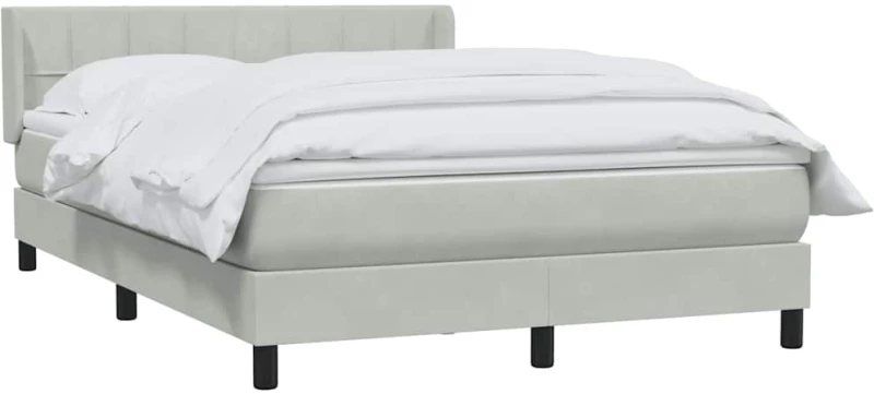 vidaXL Κρεβάτι Boxspring με Στρώμα Ανοιχτό Γκρι 160x210 εκ. Βελούδινο