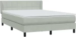 vidaXL Κρεβάτι Boxspring με Στρώμα Ανοιχτό Γκρι 160x210 εκ. Βελούδινο