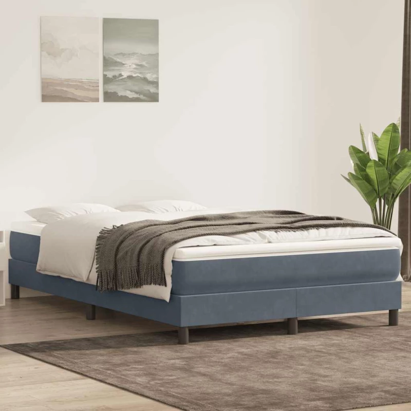 vidaXL Κρεβάτι Boxspring με Στρώμα Σκούρο Γκρι 160x210 εκ. Βελούδινο