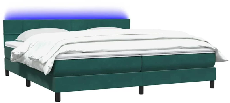 vidaXL Box Spring κρεβάτι με στρώμα σκούρο πράσινο 180x220cm Βελούδινο
