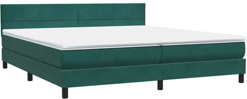 vidaXL Box Spring κρεβάτι με στρώμα σκούρο πράσινο 180x220cm Βελούδινο
