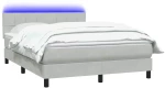vidaXL Κρεβάτι Boxspring με Στρώμα Ανοιχτό Γκρι 160x220 εκ. Βελούδινο