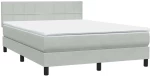 vidaXL Κρεβάτι Boxspring με Στρώμα Ανοιχτό Γκρι 160x220 εκ. Βελούδινο