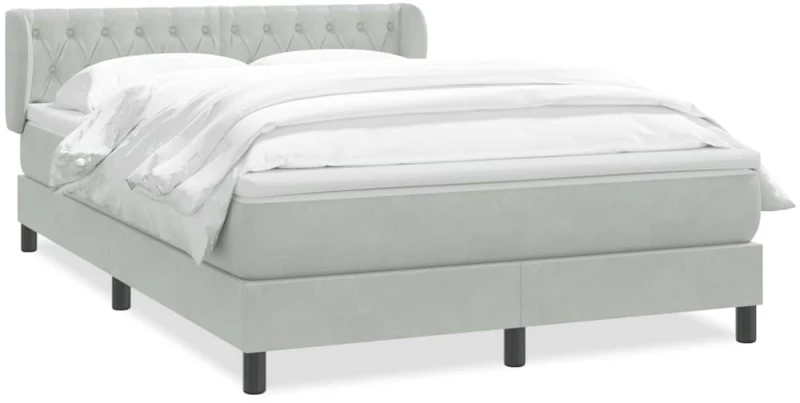 vidaXL Κρεβάτι Boxspring με Στρώμα Ανοιχτό Γκρι 160x210 εκ. Βελούδινο