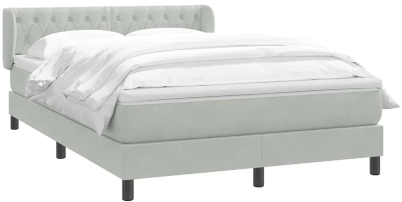 vidaXL Κρεβάτι Boxspring με Στρώμα Ανοιχτό Γκρι 160x210 εκ. Βελούδινο