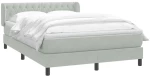 vidaXL Κρεβάτι Boxspring με Στρώμα Ανοιχτό Γκρι 160x210 εκ. Βελούδινο