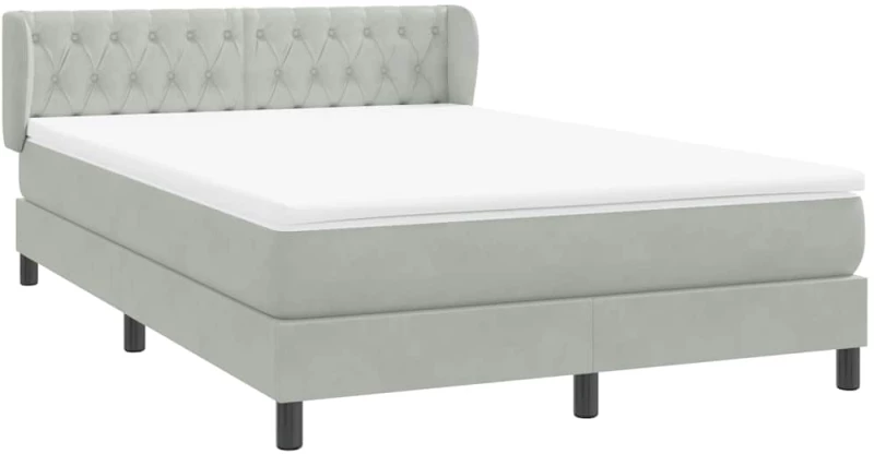 vidaXL Κρεβάτι Boxspring με Στρώμα Ανοιχτό Γκρι 160x210 εκ. Βελούδινο