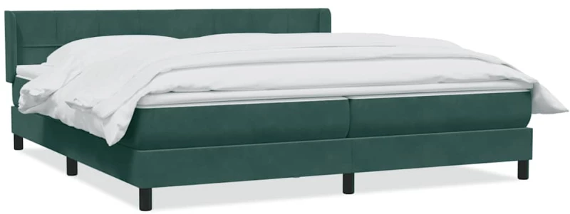 vidaXL Box Spring κρεβάτι με στρώμα σκούρο πράσινο 180x220cm Βελούδινο