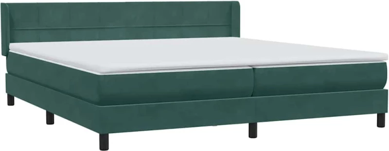 vidaXL Box Spring κρεβάτι με στρώμα σκούρο πράσινο 180x220cm Βελούδινο