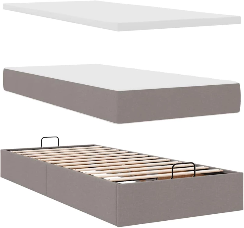 vidaXL Οθωμανικό κρεβάτι με στρώμα Taupe 80x200cm ύφασμα