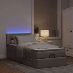 vidaXL Οθωμανικό κρεβάτι με στρώμα & LEDs Taupe 80x200cm ύφασμα