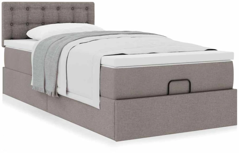 vidaXL Οθωμανικό κρεβάτι με στρώμα Taupe 80x200cm ύφασμα