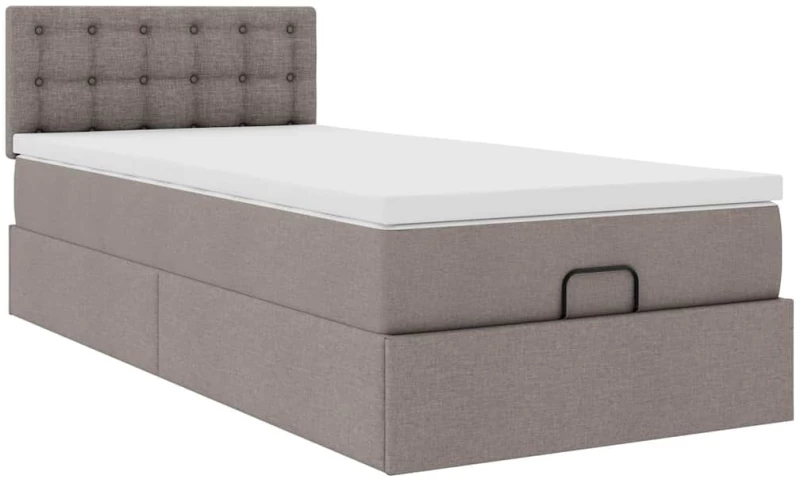 vidaXL Οθωμανικό κρεβάτι με στρώμα Taupe 80x200cm ύφασμα