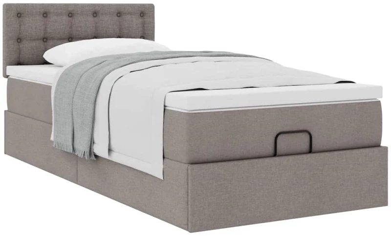 vidaXL Οθωμανικό κρεβάτι με στρώμα Taupe 80x200cm ύφασμα
