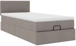 vidaXL Οθωμανικό κρεβάτι με στρώμα & LEDs Taupe 80x200cm ύφασμα