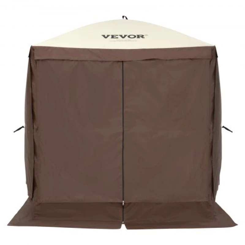 VEVOR Pop Up Gazebo Tent Pop-Up Screen Tent 4 Sided Canopy Sun Shelter Brown