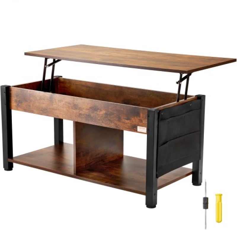 VEVOR Lift Top Coffee Table 41.7" Rectangle Coffee Table for Living Room Brown