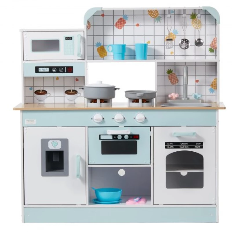 VEVOR Kitchen Playset Kids Pretend Cooking Play Toy 24 Piece Accessories White