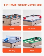VEVOR 82cm Air Hockey Table 4-in-1 Combo Game Table Foosball Ping Pong Billiard