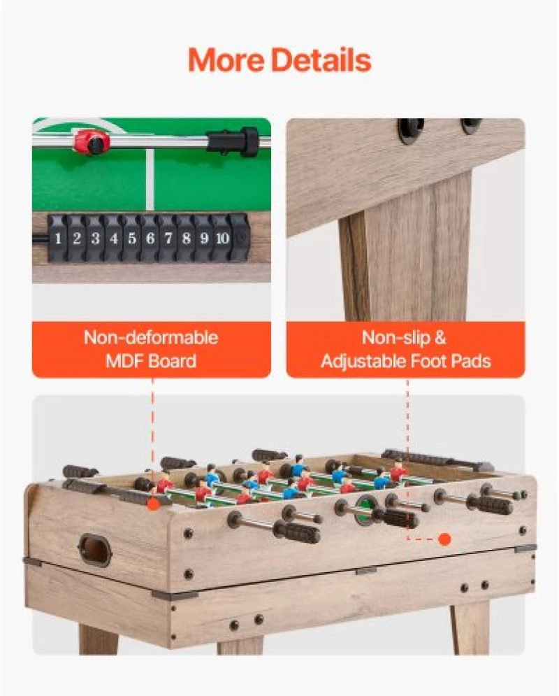 VEVOR 82cm Air Hockey Table 4-in-1 Combo Game Table Foosball Ping Pong Billiard