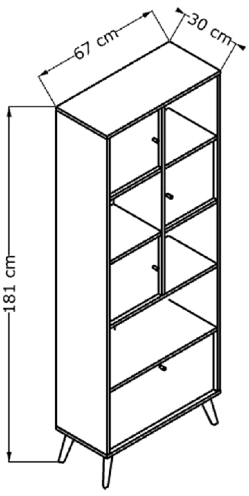 Βιβλιοθήκη Terra Megapap χρώμα florida oak 67x30x181εκ.