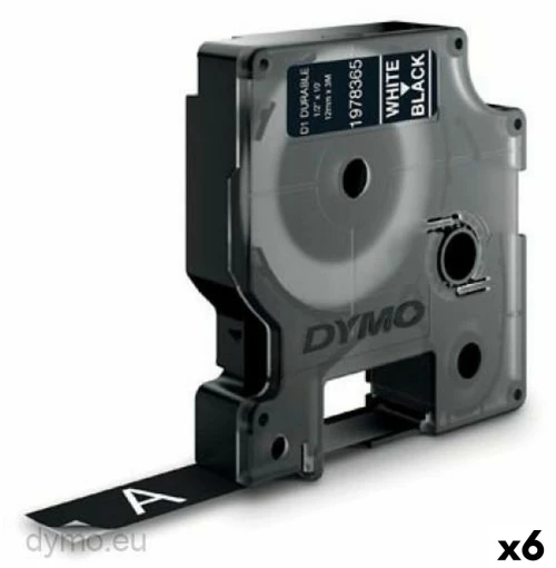 Θερμική ταινία μεταφοράς Dymo D1 Durable Λευκό Μαύρο 12 mm x 3 m (x6)