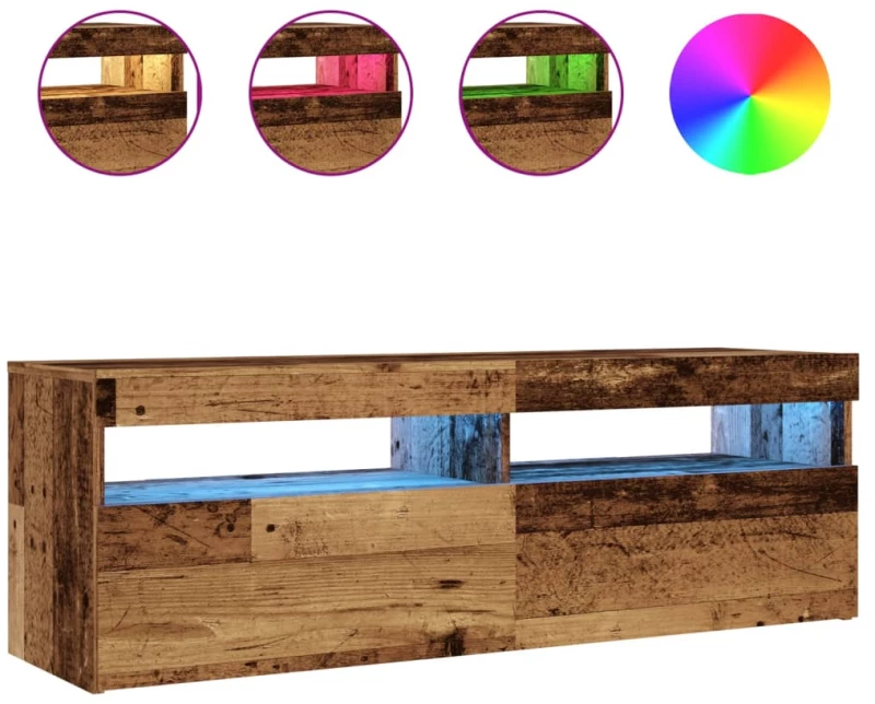 vidaXL Έπιπλο Τηλεόρασης LED Όψη Παλαιού Ξύλου 120x35x40 εκ.Επεξ. Ξύλο