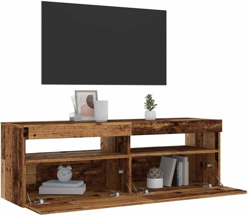 vidaXL Έπιπλο Τηλεόρασης LED Όψη Παλαιού Ξύλου 120x35x40 εκ.Επεξ. Ξύλο