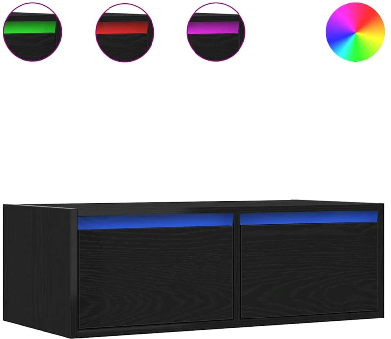 vidaXL Έπιπλο Τηλεόρασης με LED Μαύρη βελανιδιά 75x35,5x25 εκ.