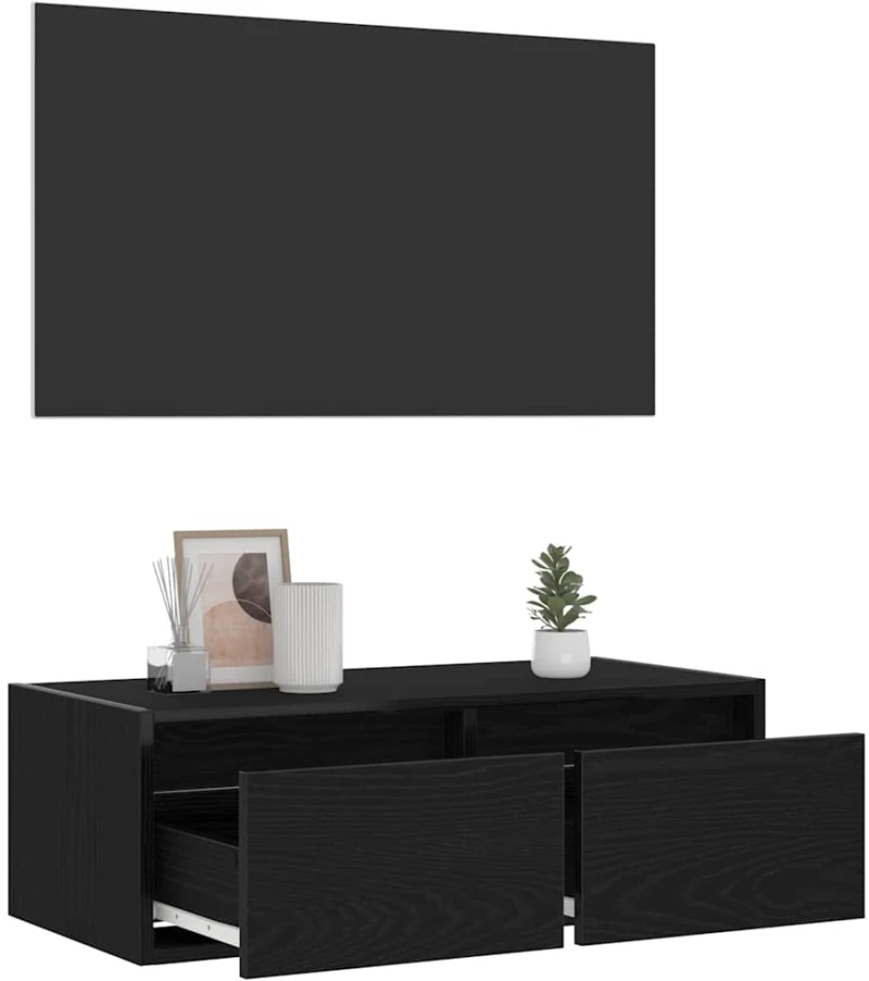 vidaXL Έπιπλο Τηλεόρασης με LED Μαύρη βελανιδιά 75x35,5x25 εκ.