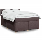 vidaXL Κρεβάτι Boxspring με Στρώμα Σκούρο Καφέ 140x200 εκ Υφασμάτινο
