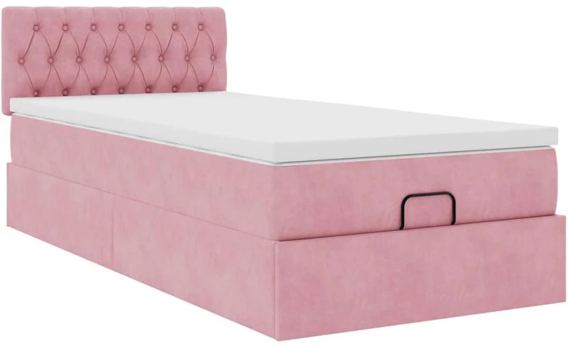 vidaXL Οθωμανικό κρεβάτι με στρώμα ροζ 80x200cm Velvet
