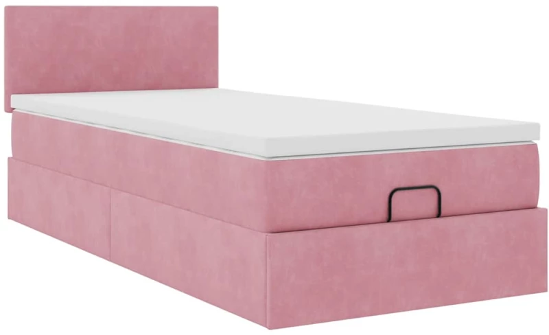 vidaXL Οθωμανικό κρεβάτι με στρώμα ροζ 80x200cm Velvet
