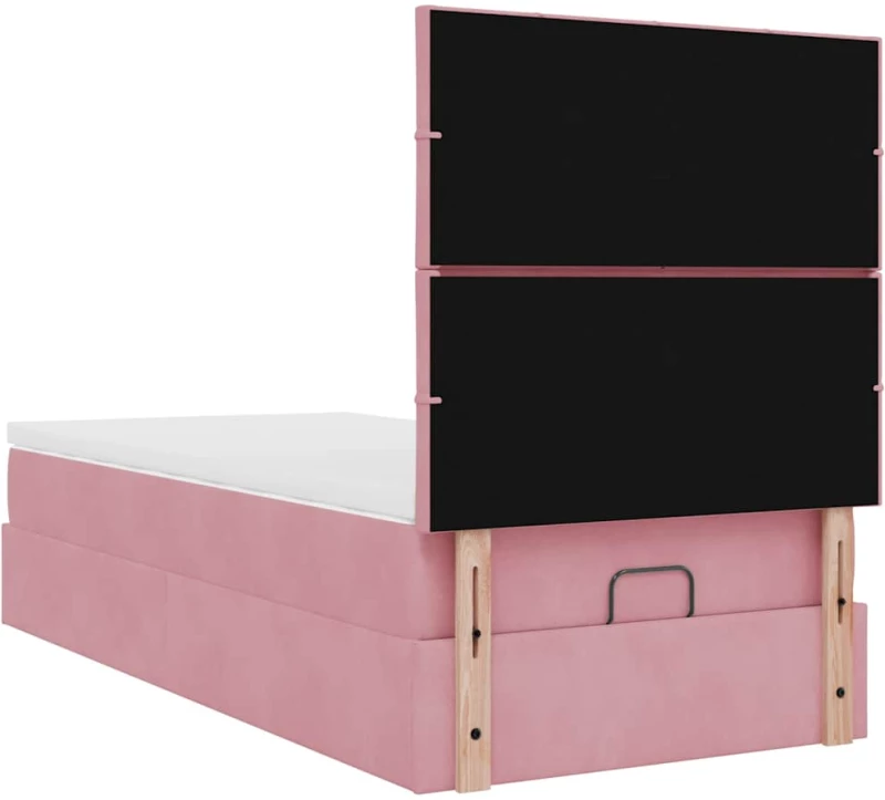 vidaXL Οθωμανικό κρεβάτι με στρώματα ροζ 80x200cm Velvet