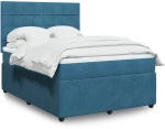 vidaXL Κρεβάτι Boxspring με Στρώμα Σκούρο Μπλε 160x200 εκ. Βελούδινο