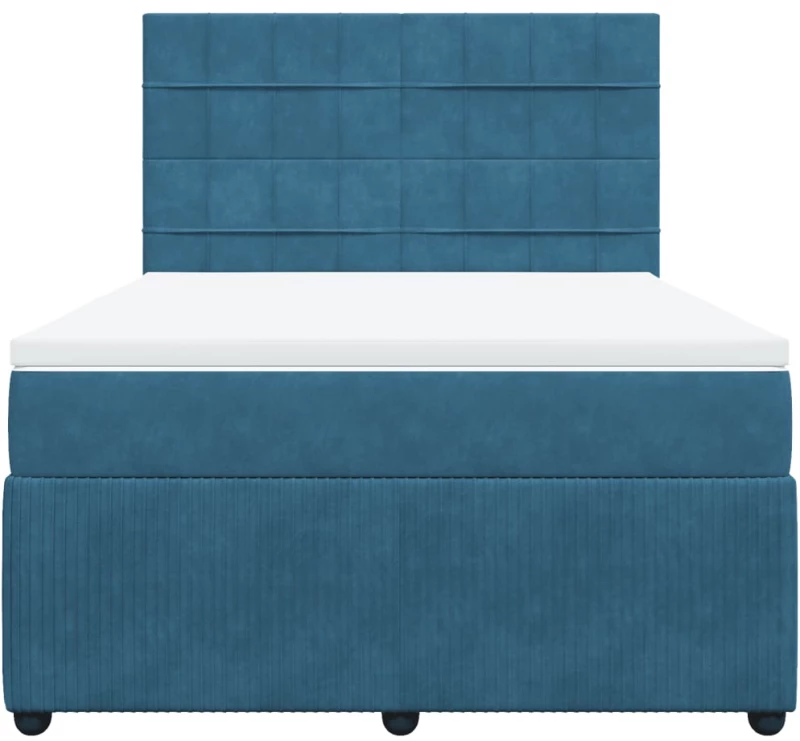 vidaXL Κρεβάτι Boxspring με Στρώμα Σκούρο Μπλε 160x200 εκ. Βελούδινο
