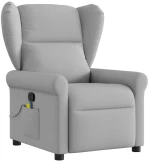 vidaXL καρέκλα ανάκλισης μασάζ Cloud Grey Fabric