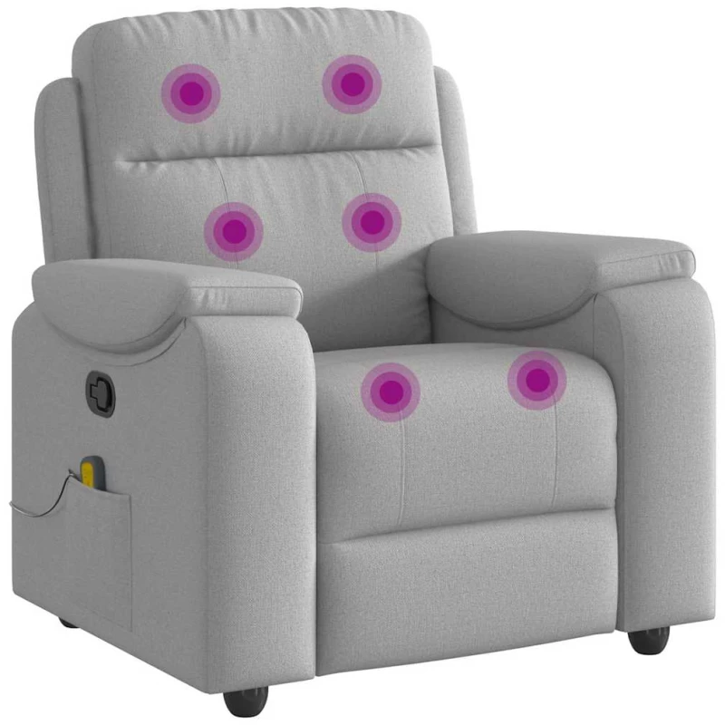 vidaXL καρέκλα ανάκλισης μασάζ Cloud Grey Fabric