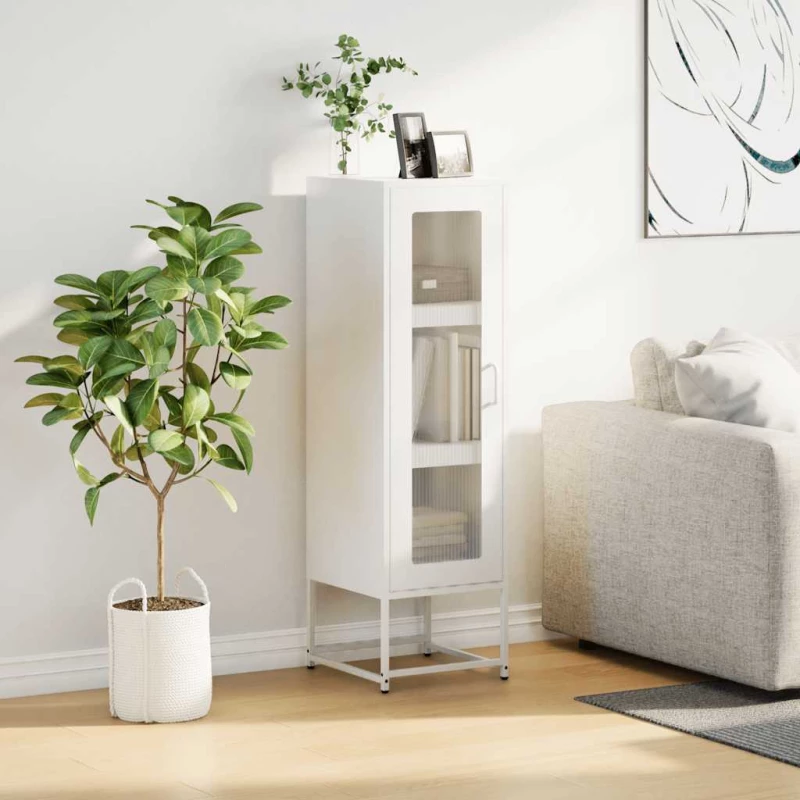 vidaXL Highboard Λευκό 36x39x123 cm από χάλυβα ψυχρής έλασης