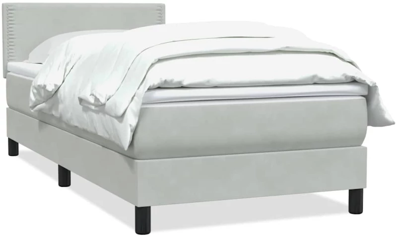 vidaXL Box Spring κρεβάτι με στρώμα ανοιχτό γκρι 90x220 εκ. Βελούδινο