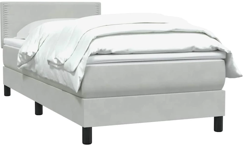 vidaXL Box Spring κρεβάτι με στρώμα ανοιχτό γκρι 90x220 εκ. Βελούδινο