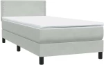 vidaXL Box Spring κρεβάτι με στρώμα ανοιχτό γκρι 90x220 εκ. Βελούδινο